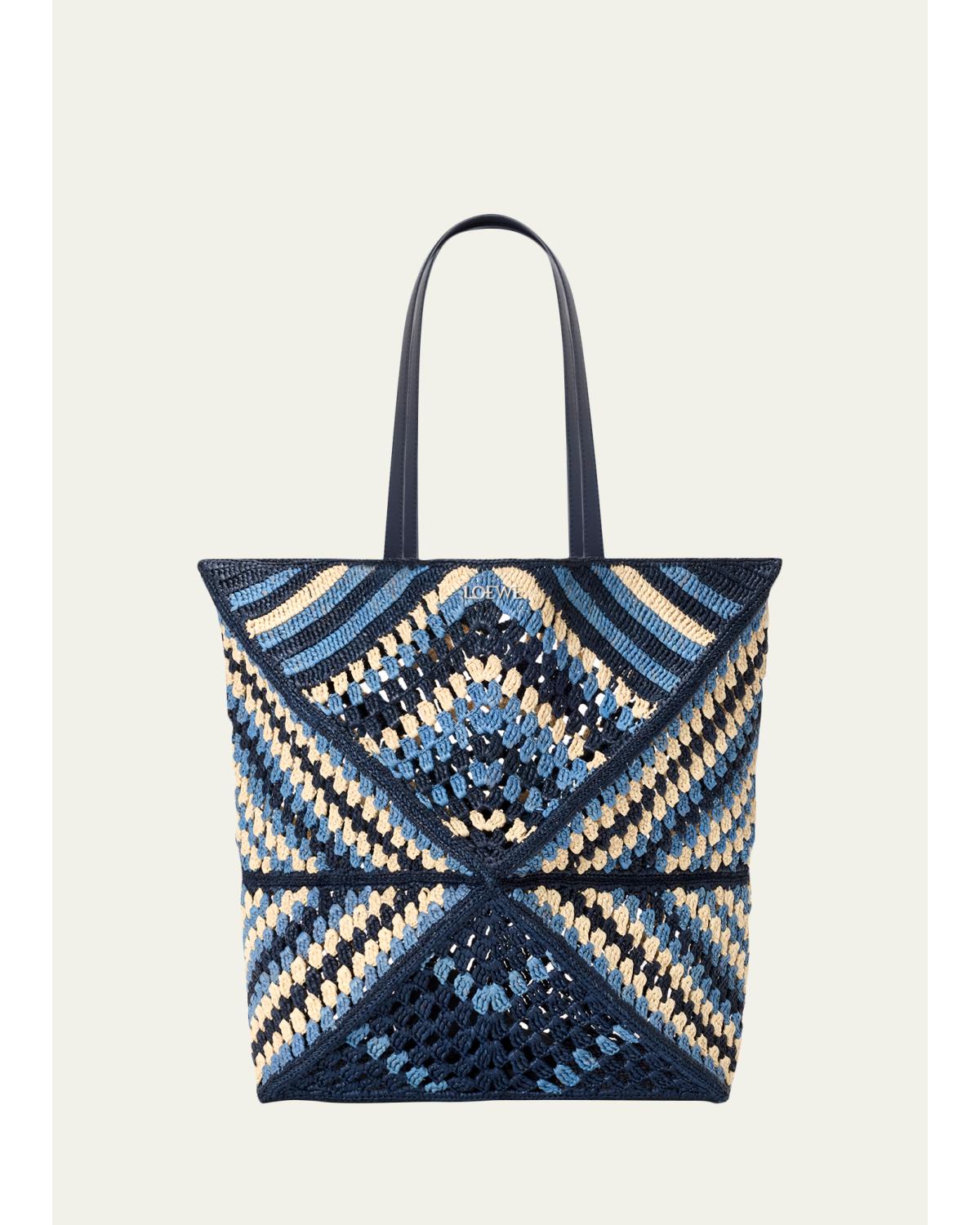 x Paula's Ibiza Men's Puzzle Fold XL Raffia Tote Bag