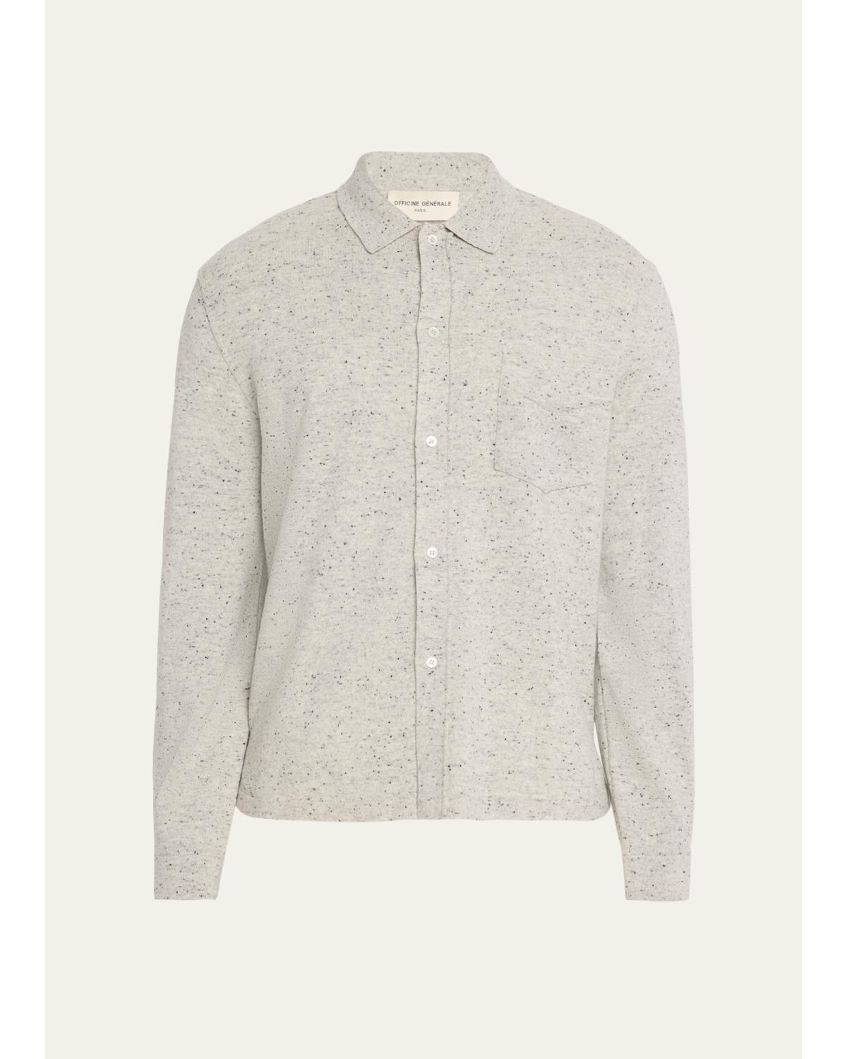 Men'S Wool/Cashmere Melange Knit Long-Sleeve Shirt