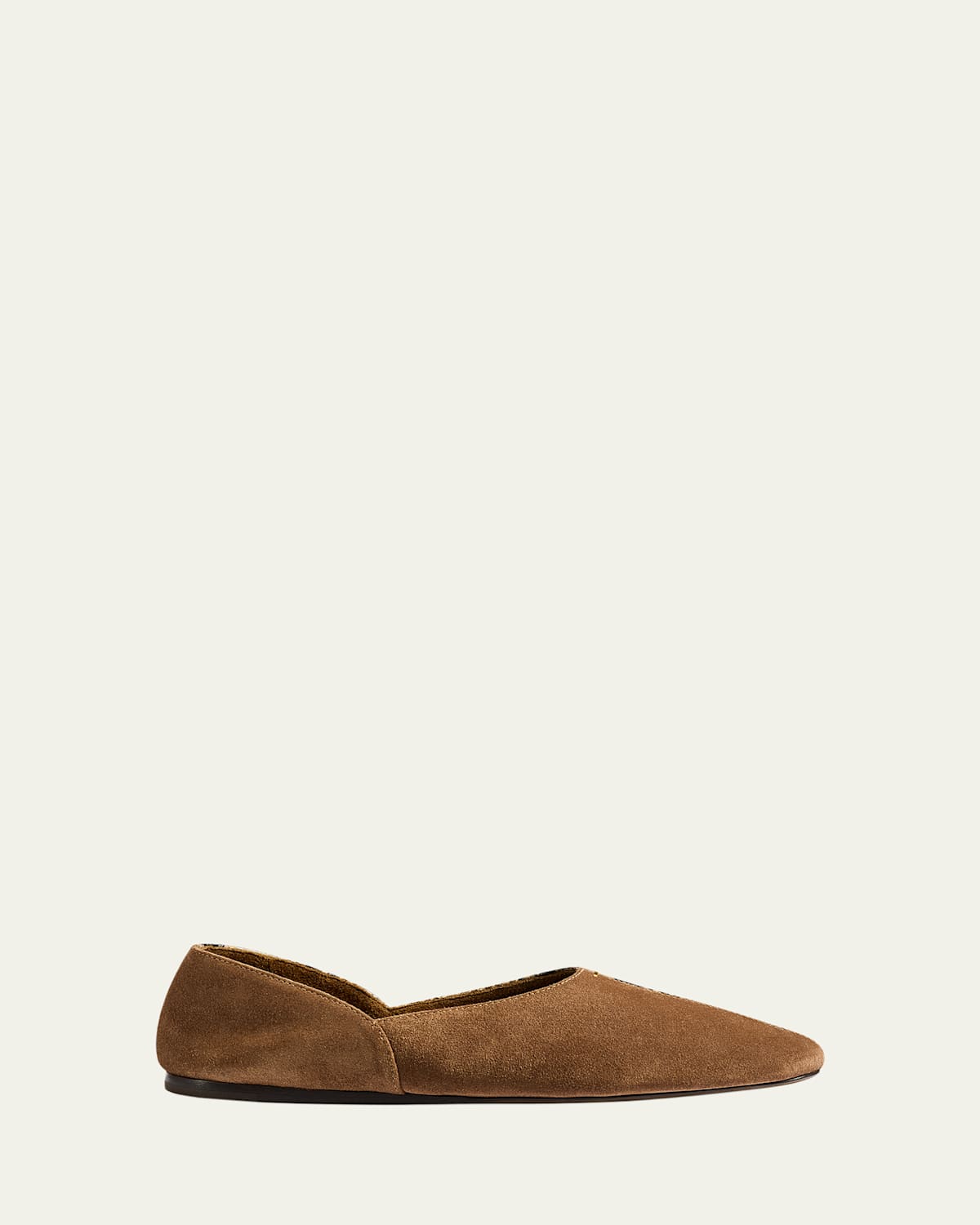 Khaite Jane Mixed Leather Ballerina Flats In Brown
