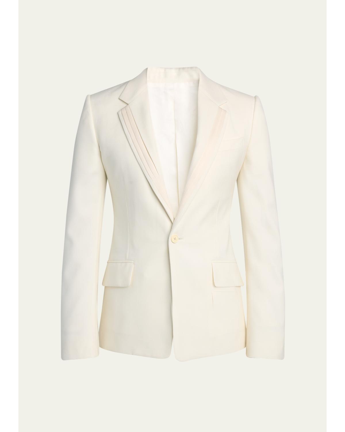 Men'S Wool Pleated-Lapel Single-Breasted Dinner Jacket