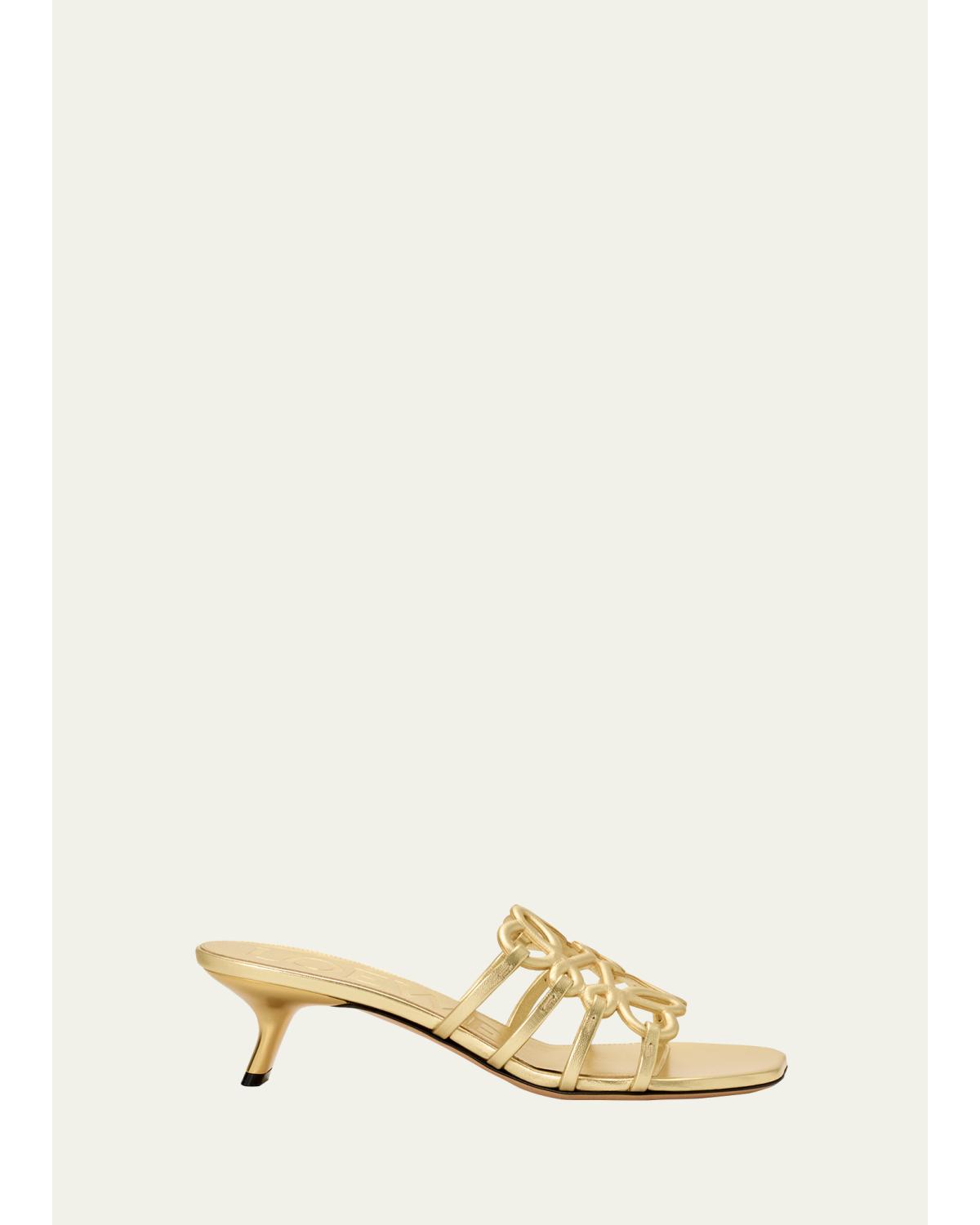 X Paula'S Ibiza 45Mm Petal Anagram Metallic Leather Mule Sandals