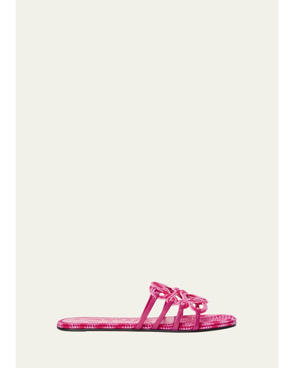 X Paula'S Ibiza Petal Anagram Crochet Flat Slide Sandals