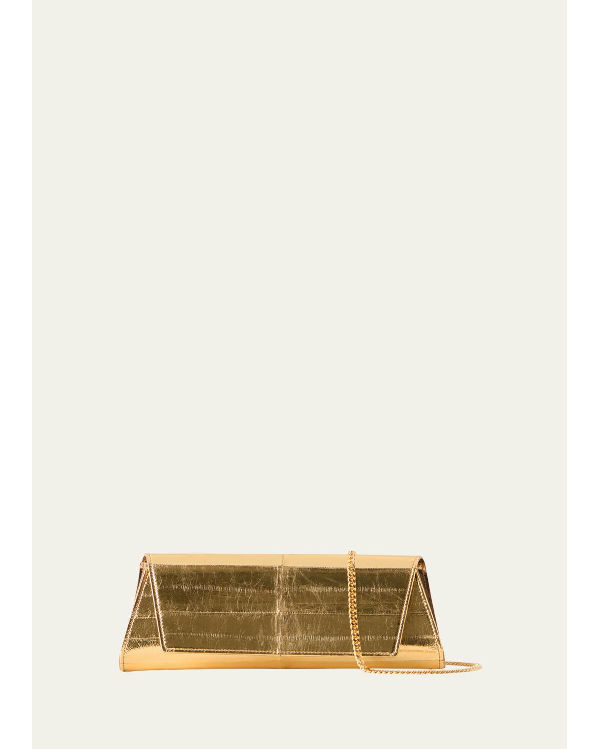 Akris Anouk Metallic Leather Trapezoid Bag In Gold