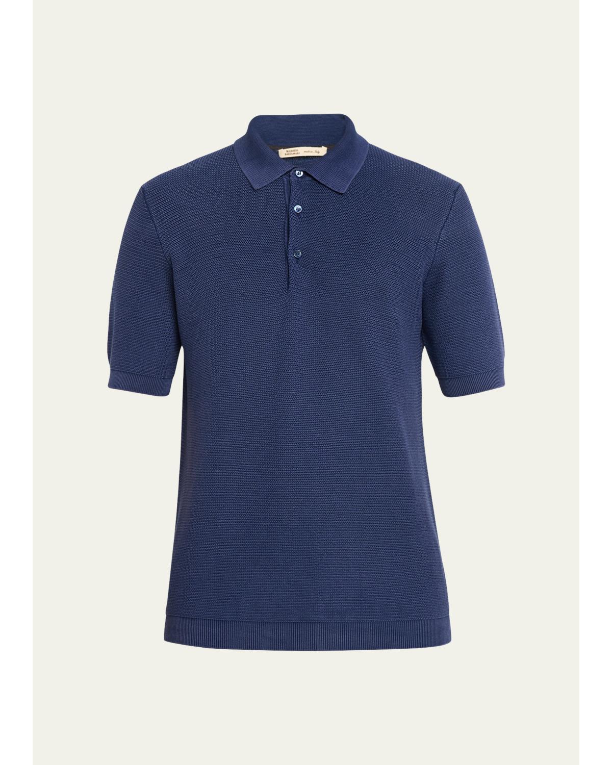 Men'S Garment-Dyed Cotton Knit Short-Sleeve Polo Sweater