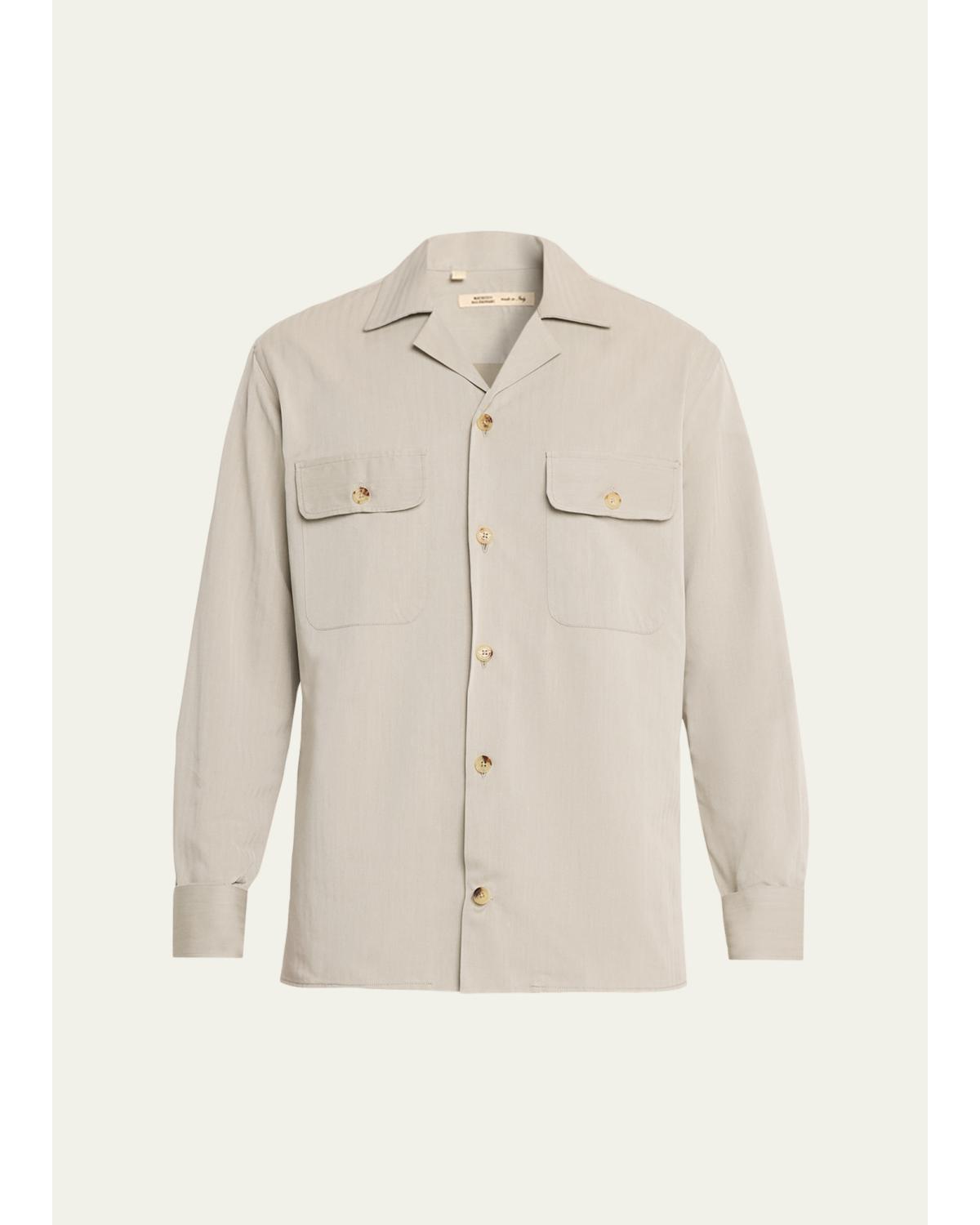 Men'S Cotton And Lyocell Two-Pocket Bowling Overshirt