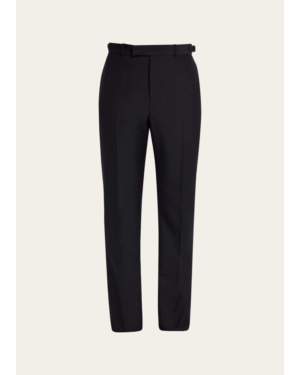 Men'S Waist-Tab Straight Fit Flat-Front Trousers
