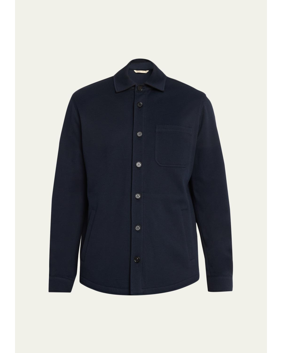 Men'S Virgin Wool Chest-Pocket Overshirt