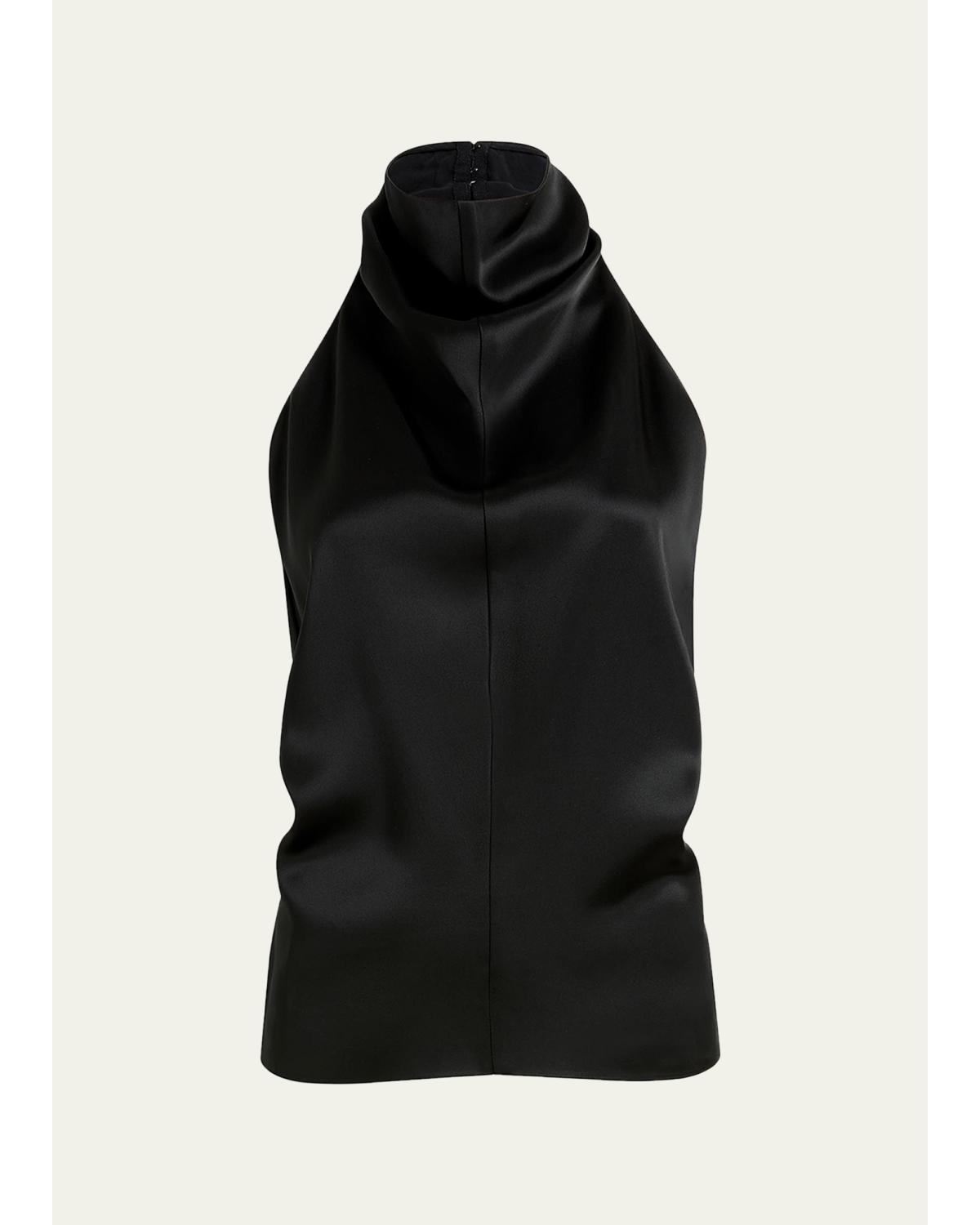 Rone Draped Satin Halter Top
