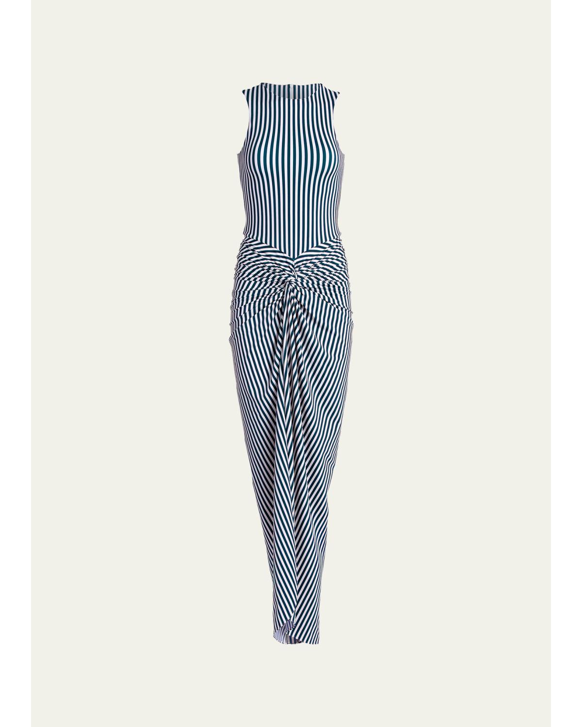 Leni Striped Twisted Sleeveless Maxi Dress