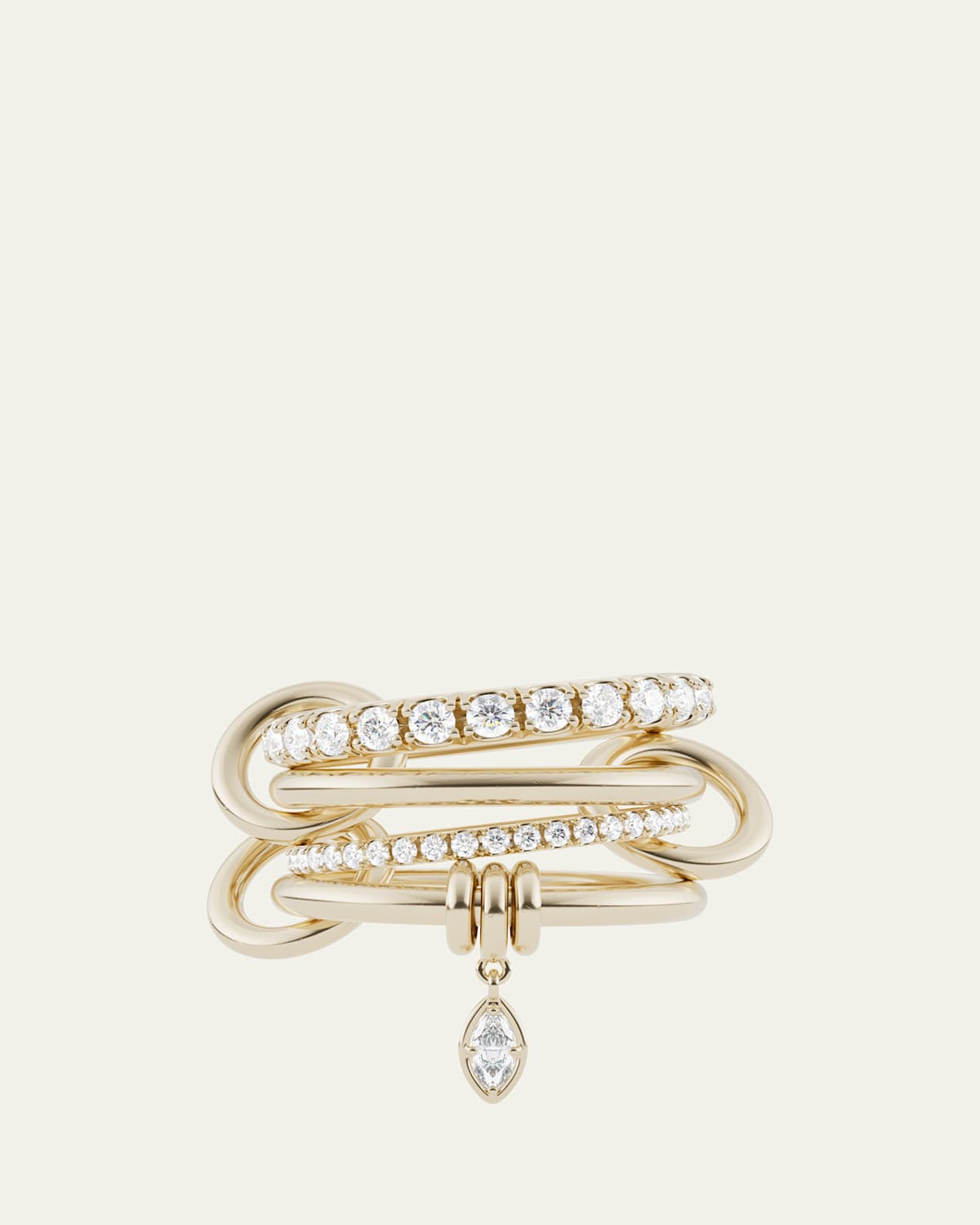 Spinelli Kilcollin Inara Marquise Yellow Gold Ring with Diamonds | Thumbnail 4
