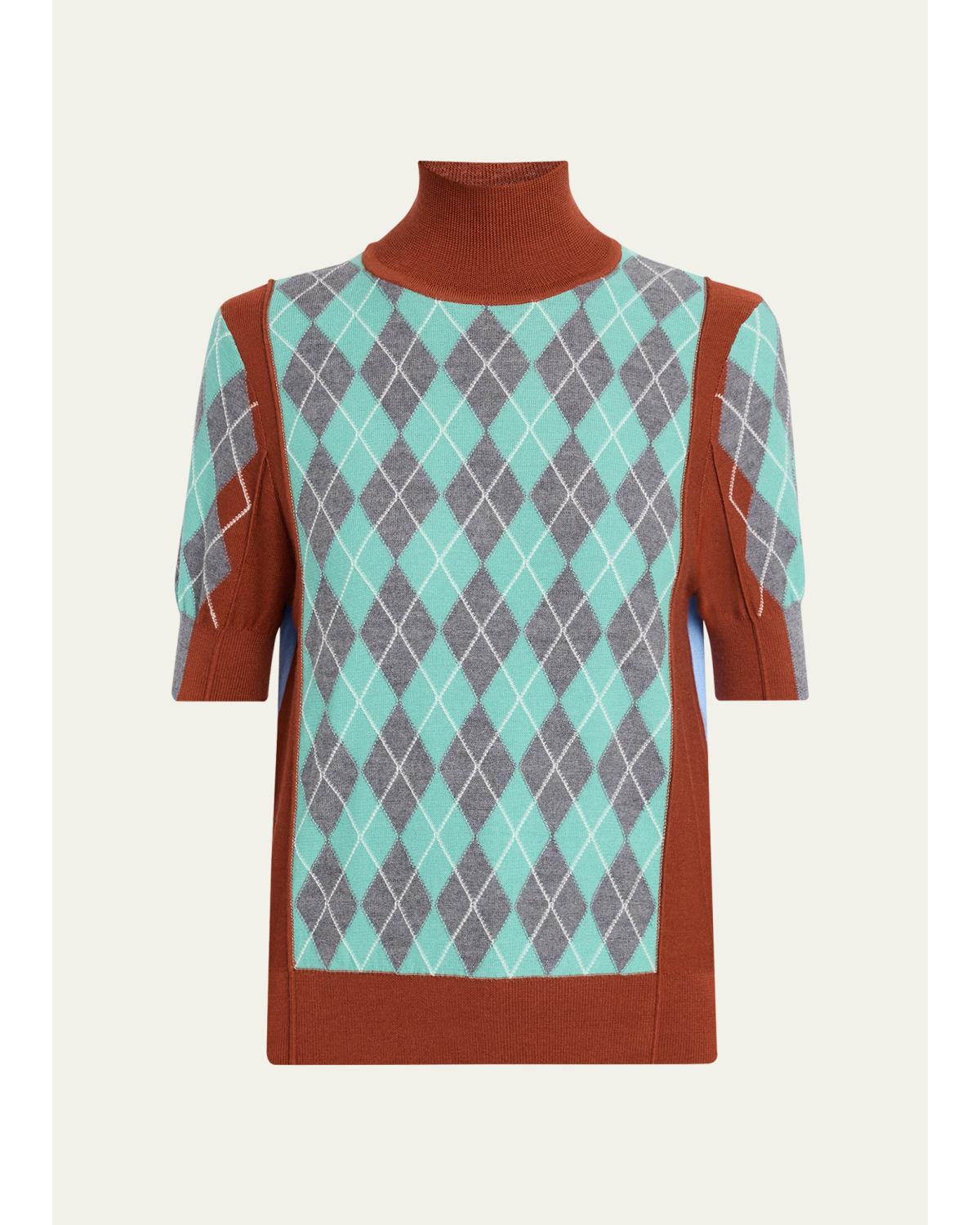 Melani Argyle Turtleneck Top