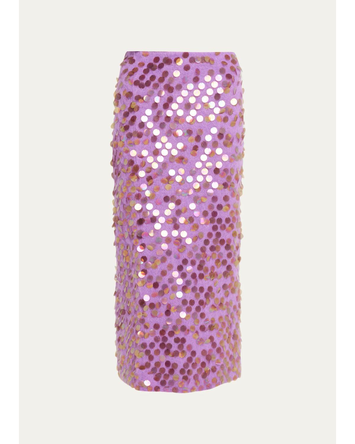 Delphine Sequined Mohair-Blend Knit Midi Skirt