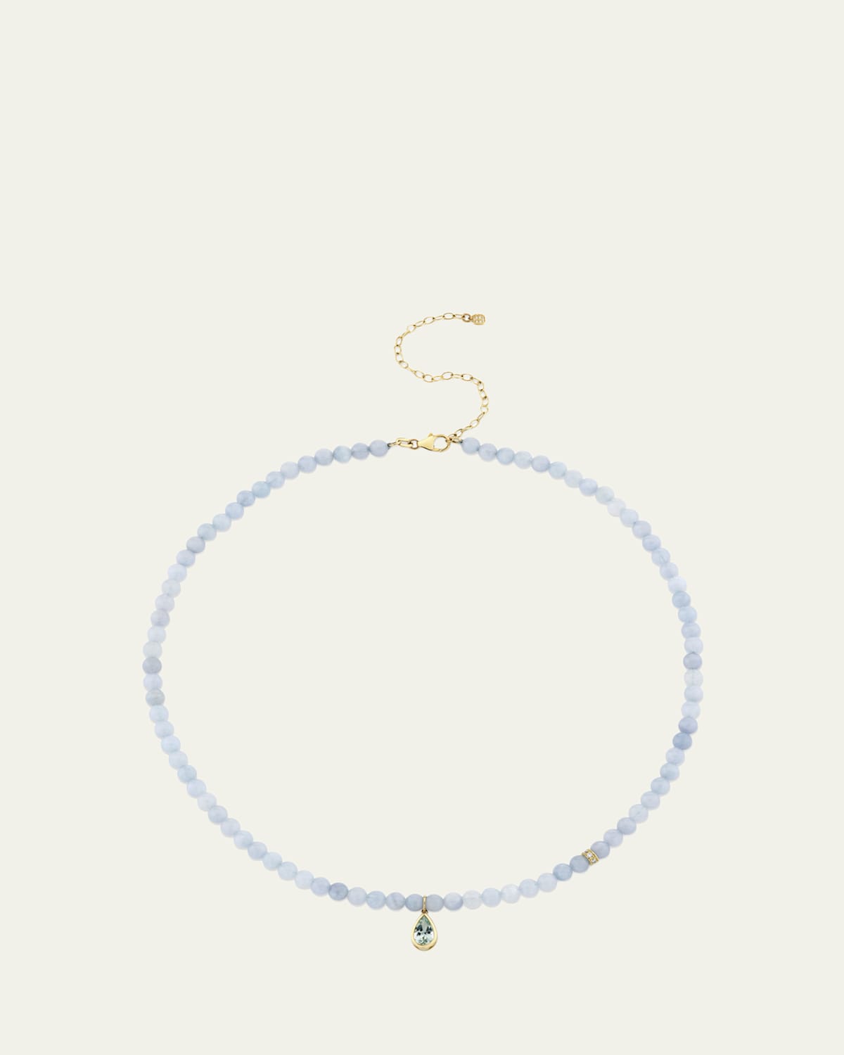 Sydney Evan 14K Pear Aquamarine Beaded Necklace | Thumbnail 4