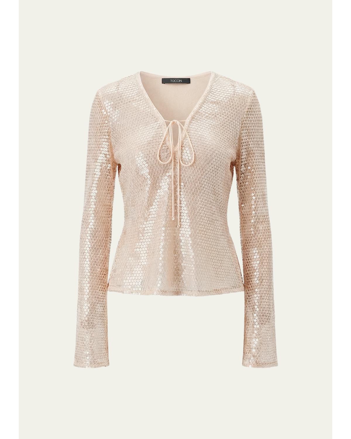 Zuri Sequined V-Neck Top