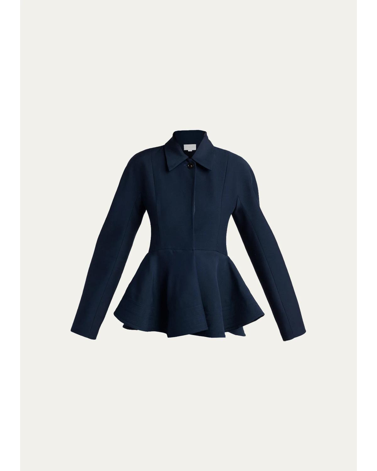 Dolman-Sleeve Wool Peplum Jacket