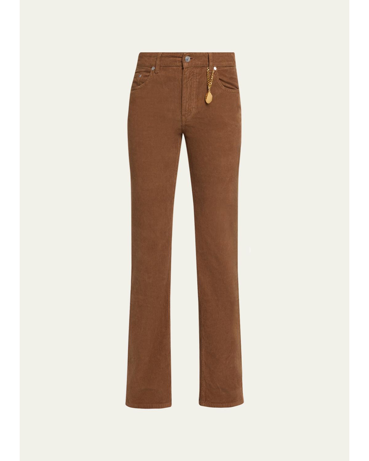Mid-Rise Cotton Corduroy Kickflare-Leg Pants