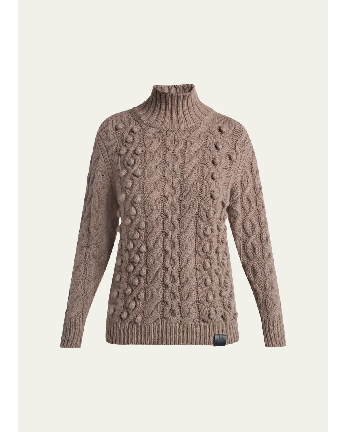 Bobble Cable Knit Turtleneck Sweater