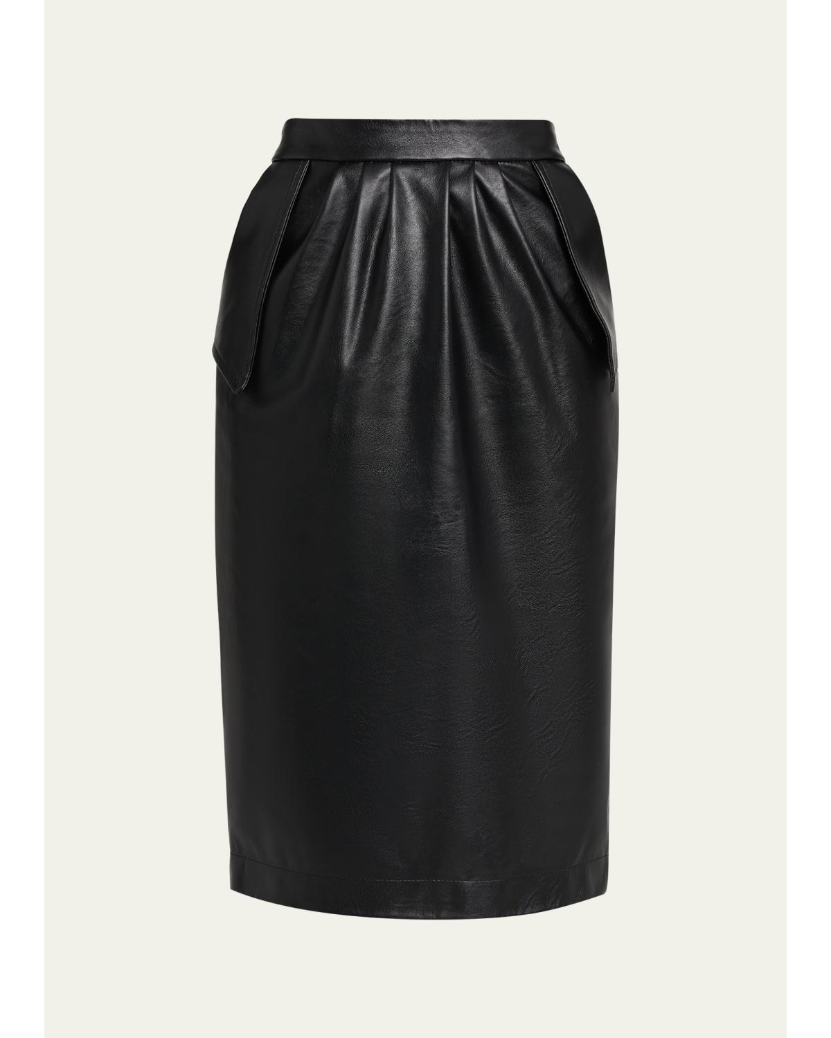 Vegan Leather Gathered Midi