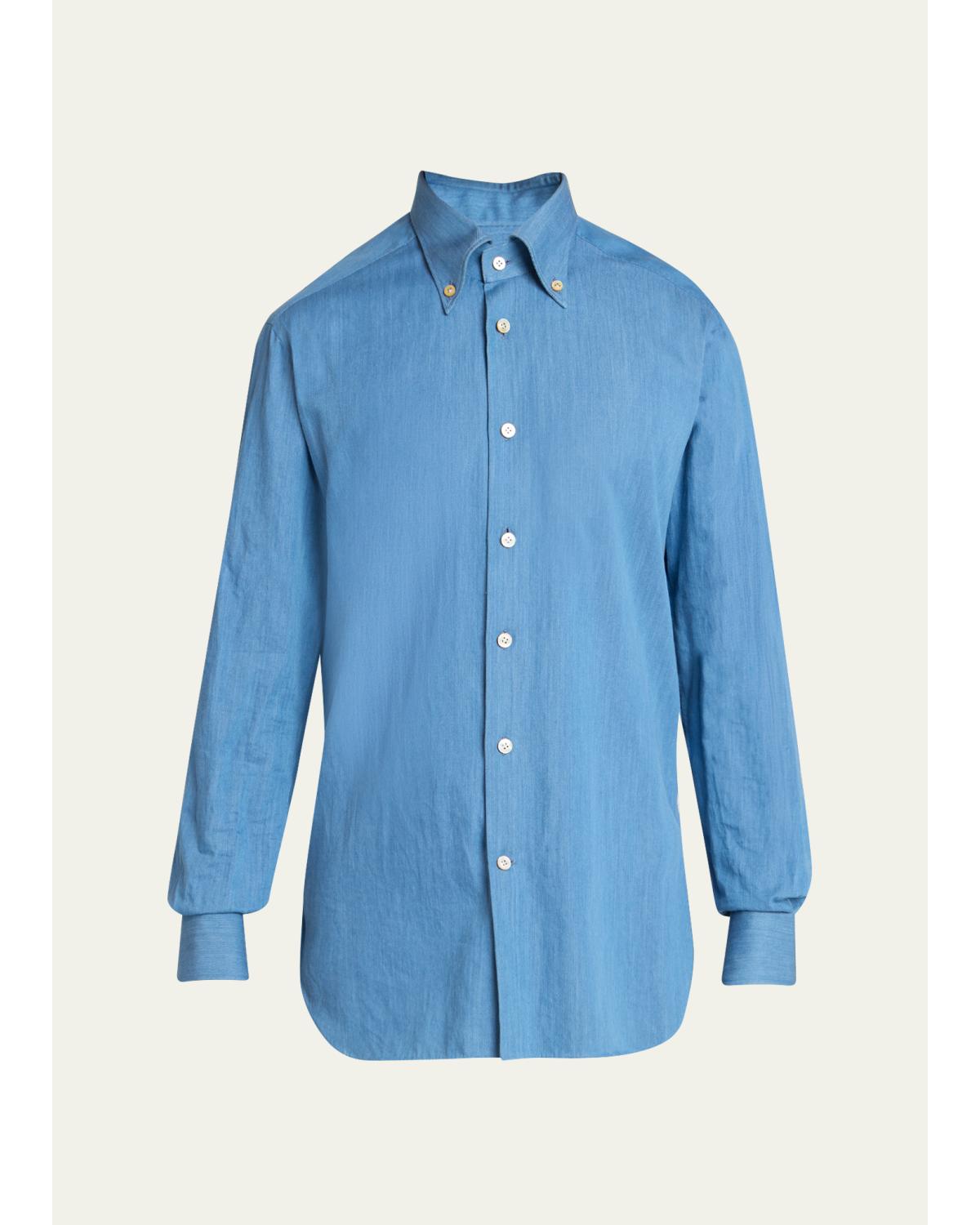 Men'S Cotton Chambray Button-Down Shirt
