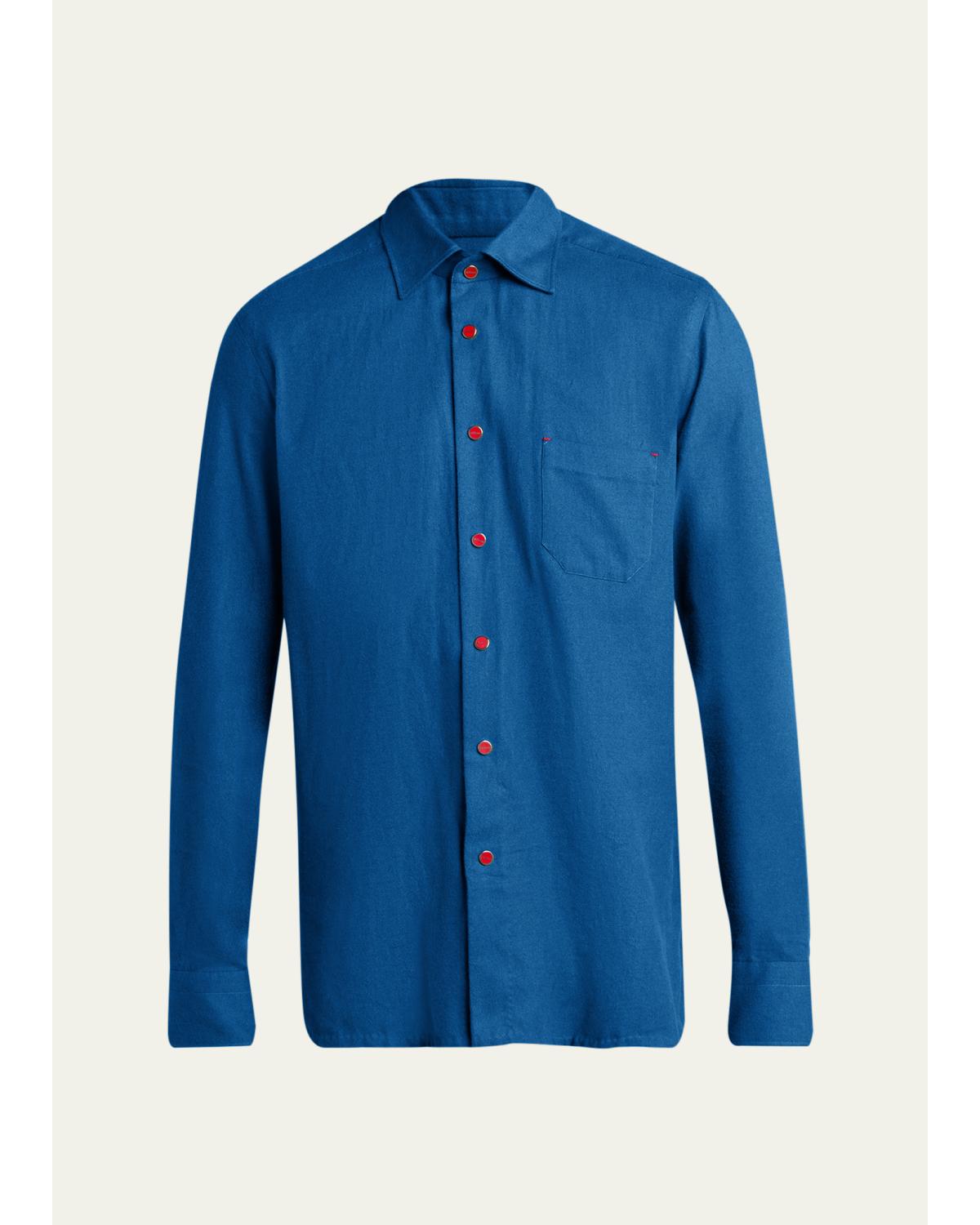 Men'S Solid Cotton Pocket Snap-Front Shirt