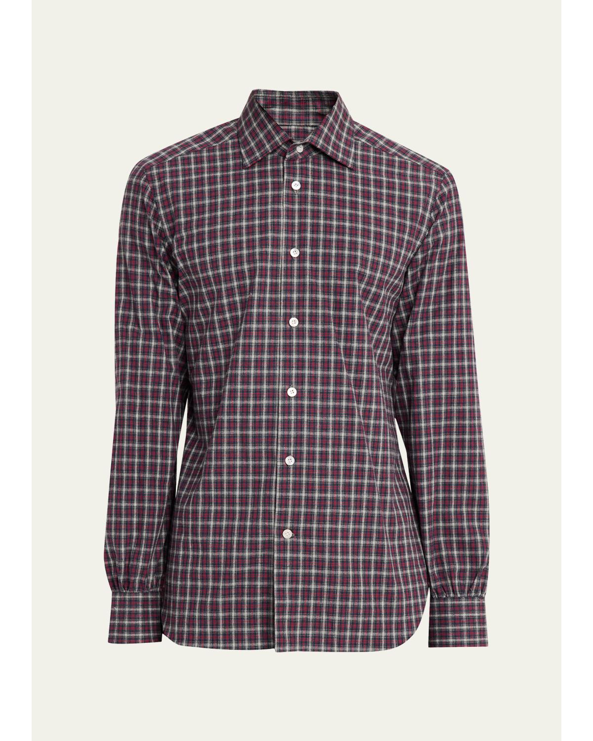 Men'S Cotton Plaid Button-Down Shirt