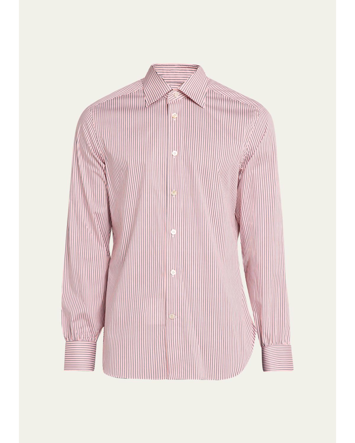 Men'S Cotton-Stretch Multi-Stripe Sport Shirt