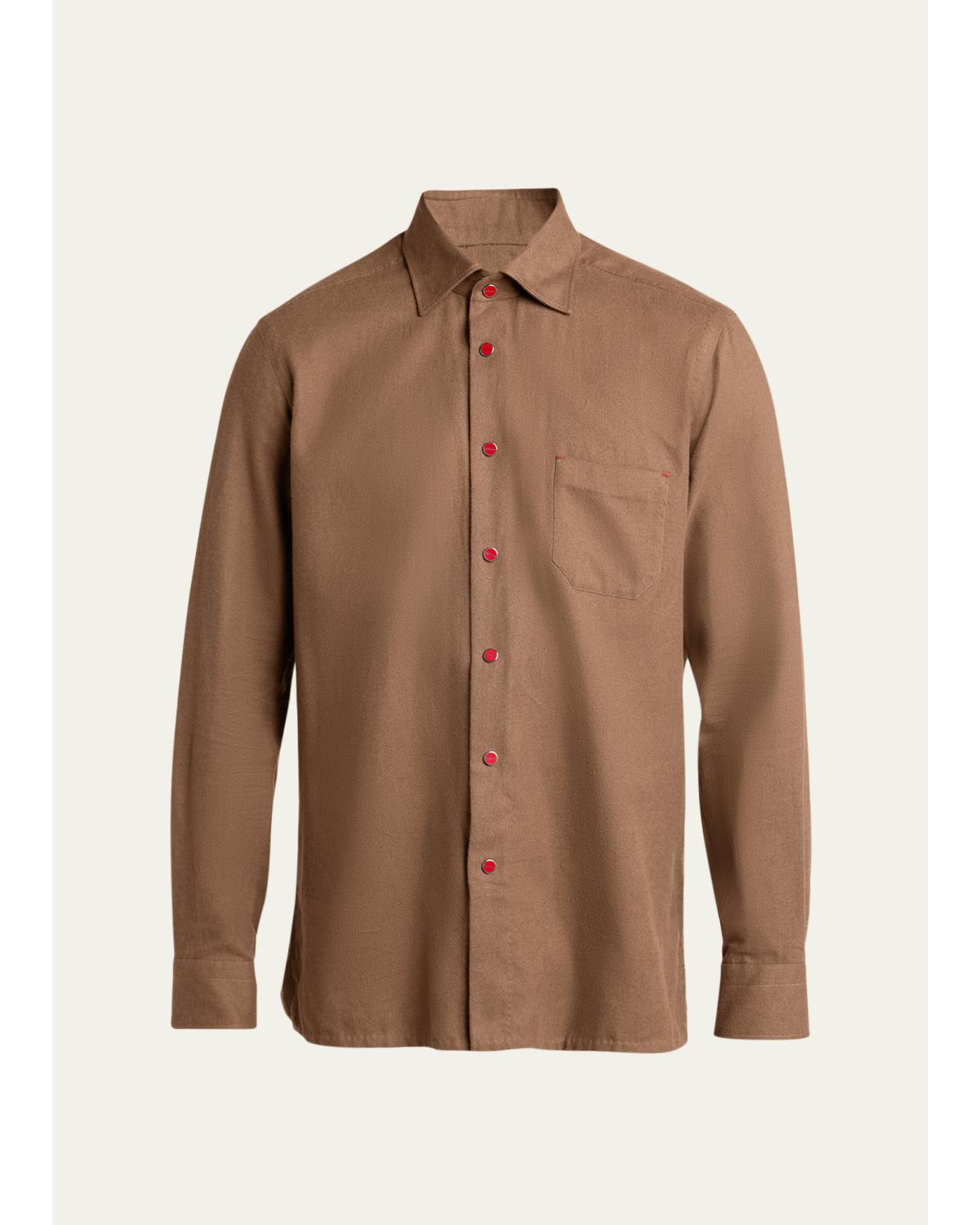 Men'S Solid Cotton Pocket Snap-Front Shirt