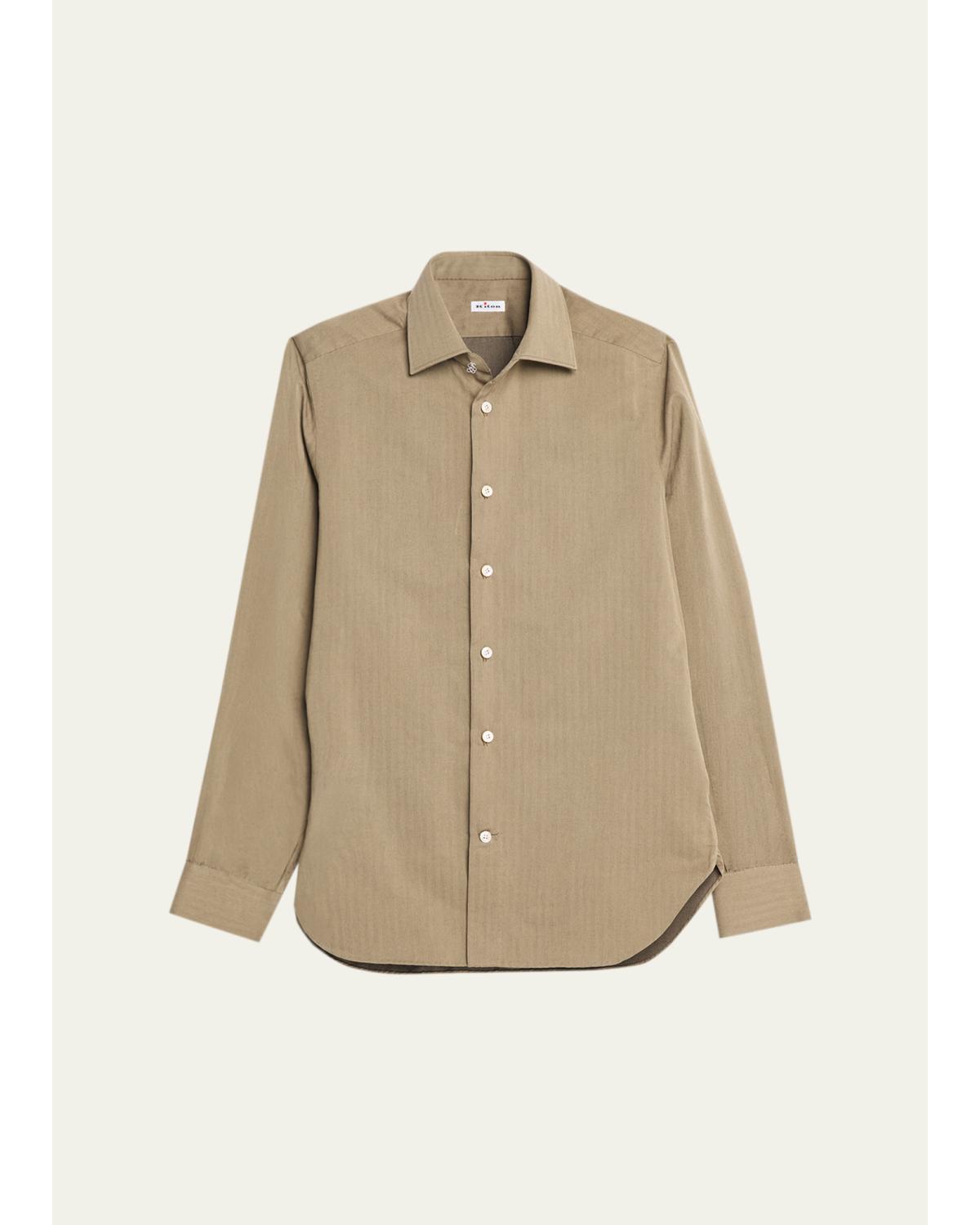Men'S Herringbone Cotton And Lyocell Sport Shirt