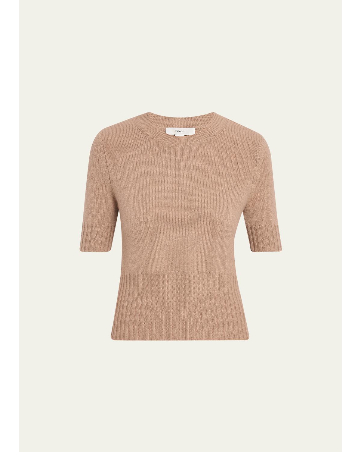 & Cashmere Short-Sleeve Sweater