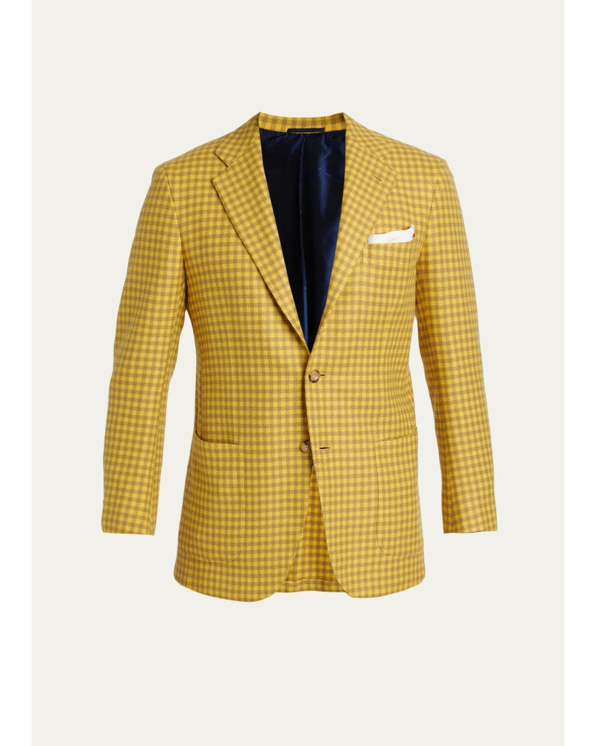 Men'S Cashmere Check Two-Button Sport Coat