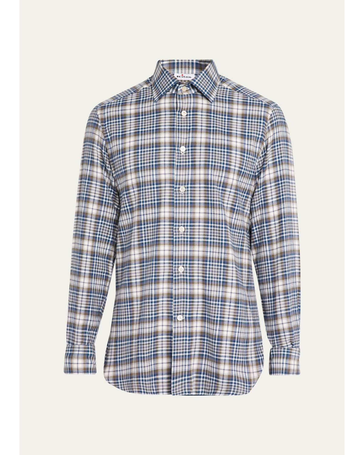Men'S Cotton Plaid Classic Fit Button-Down Shirt