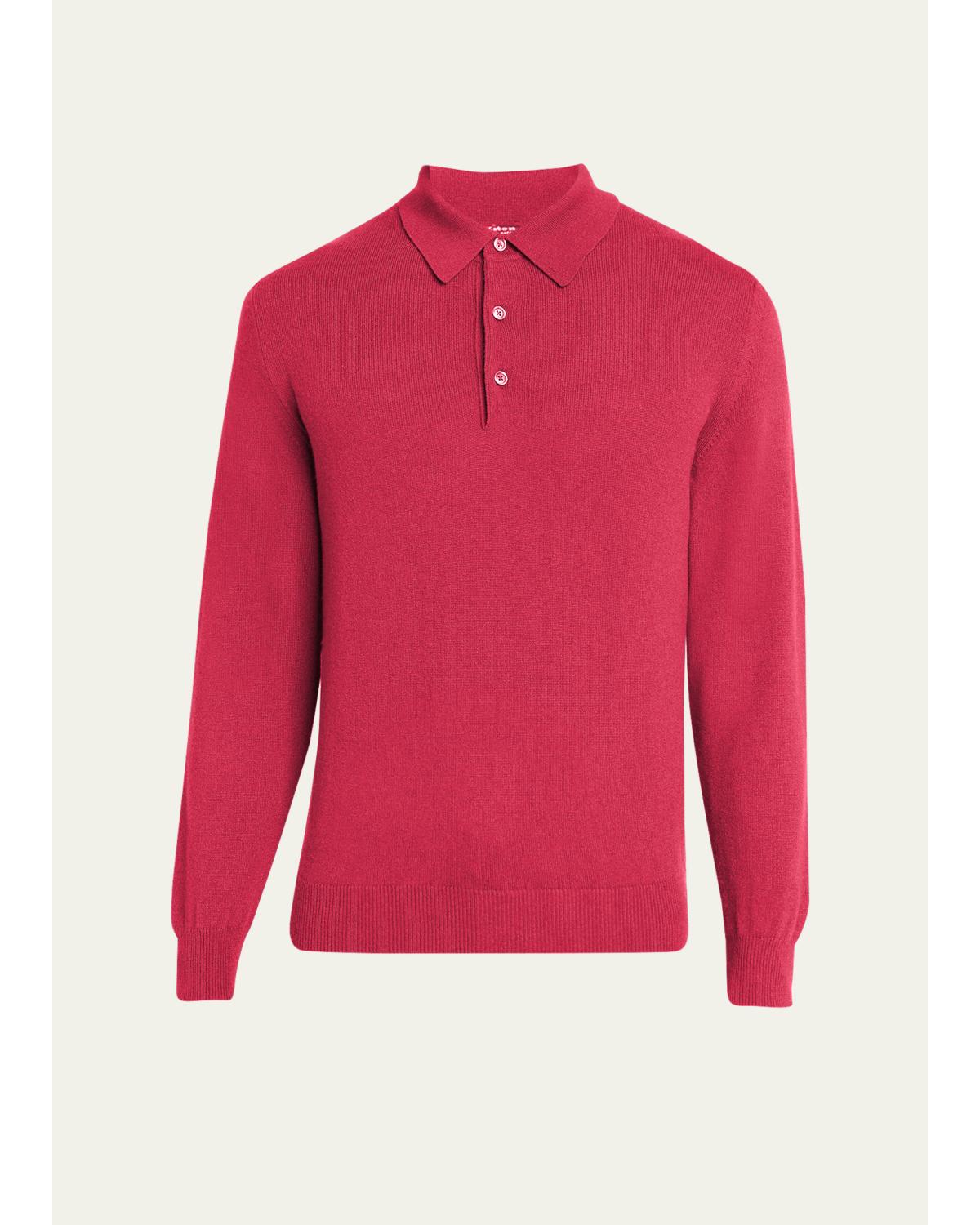 Men'S Vicuna Wool And Cashmere Polo Sweater