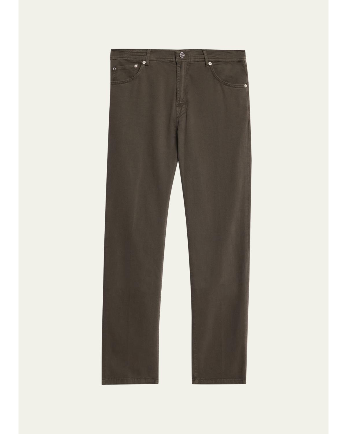 Men'S Cotton And Cashmere Stretch Slim Straight Five-Pocket Pants