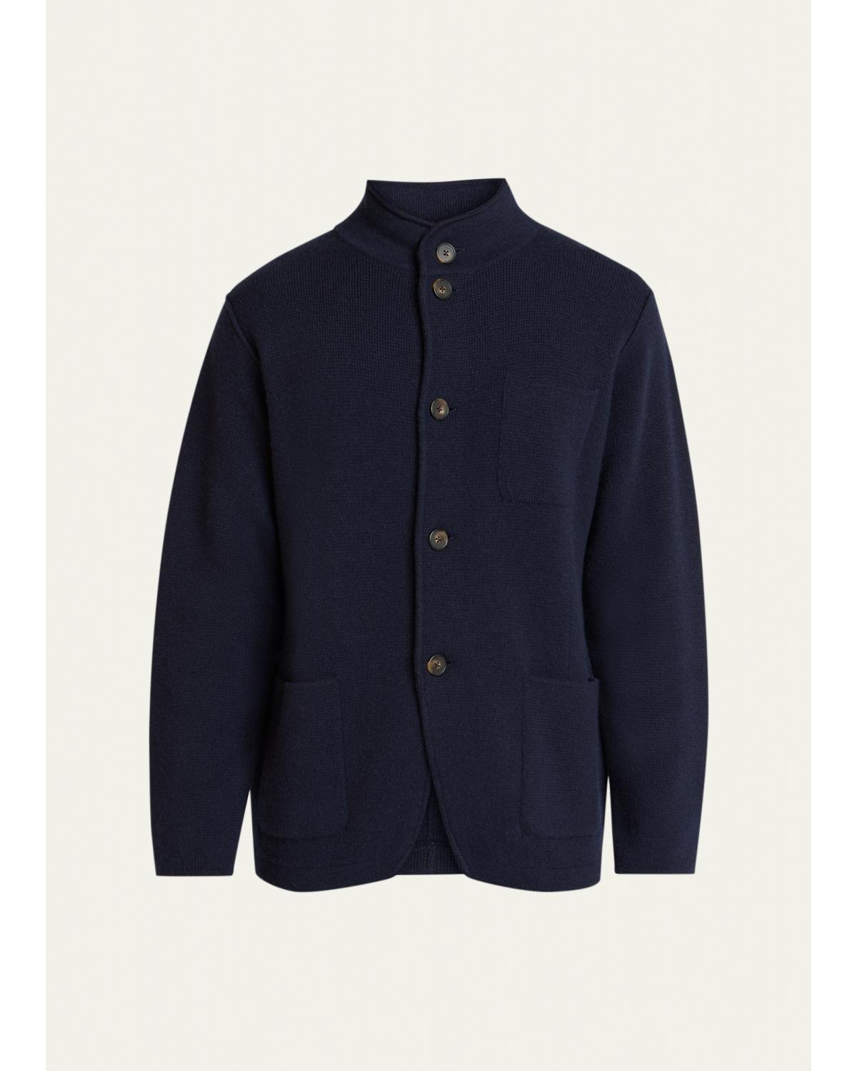 Men'S Punto Cashmere Knit Band-Collar Jacket