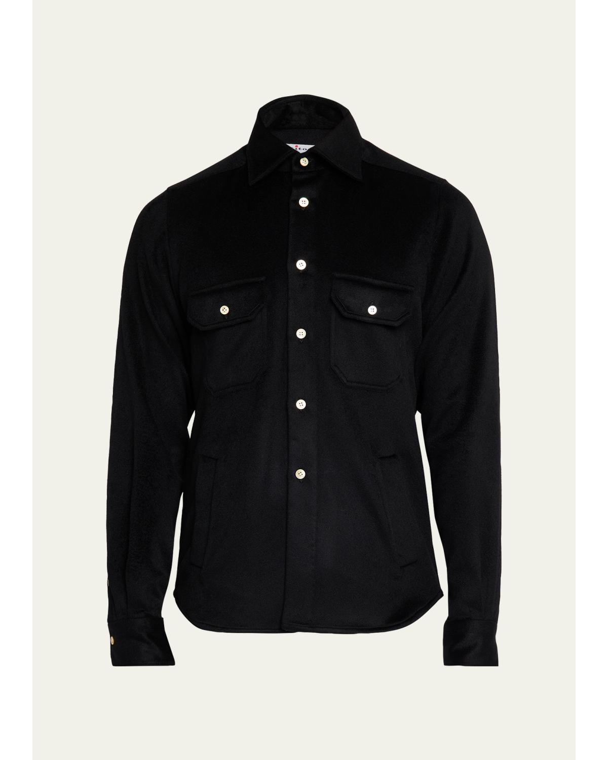 Men'S Cashmere And Wool Flap-Pocket Overshirt