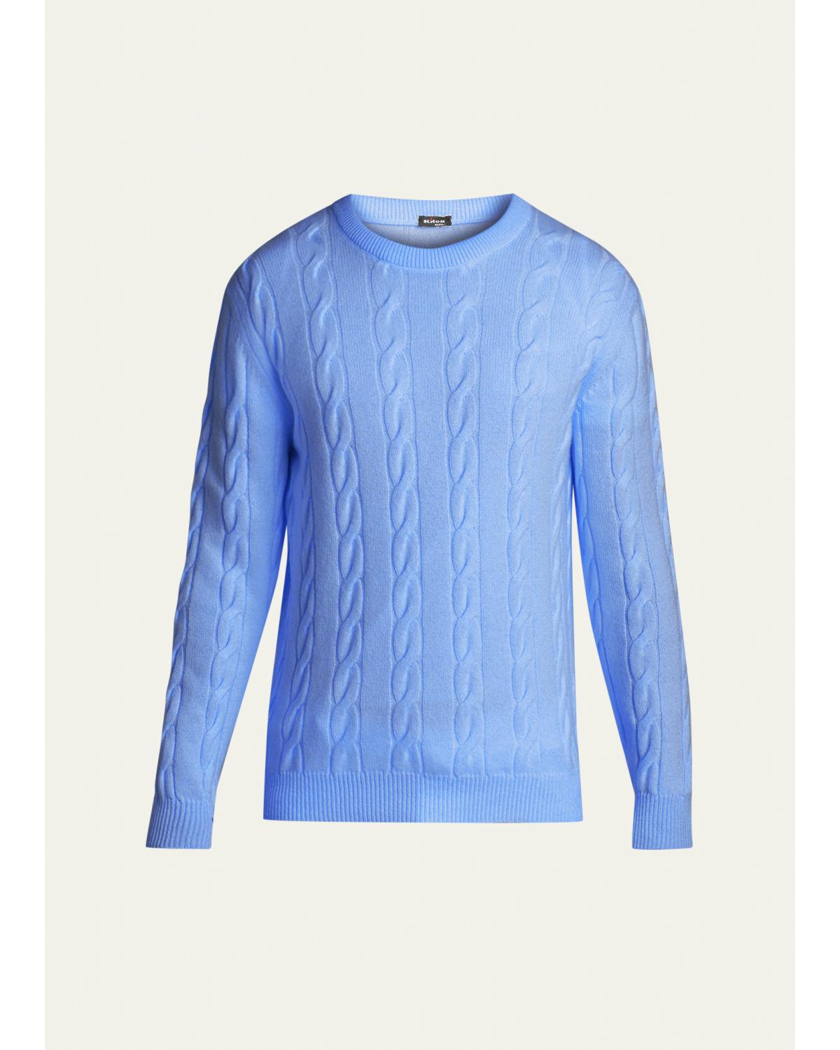 Men'S 3-Ply Cashmere Cable Knit Crewneck Sweater