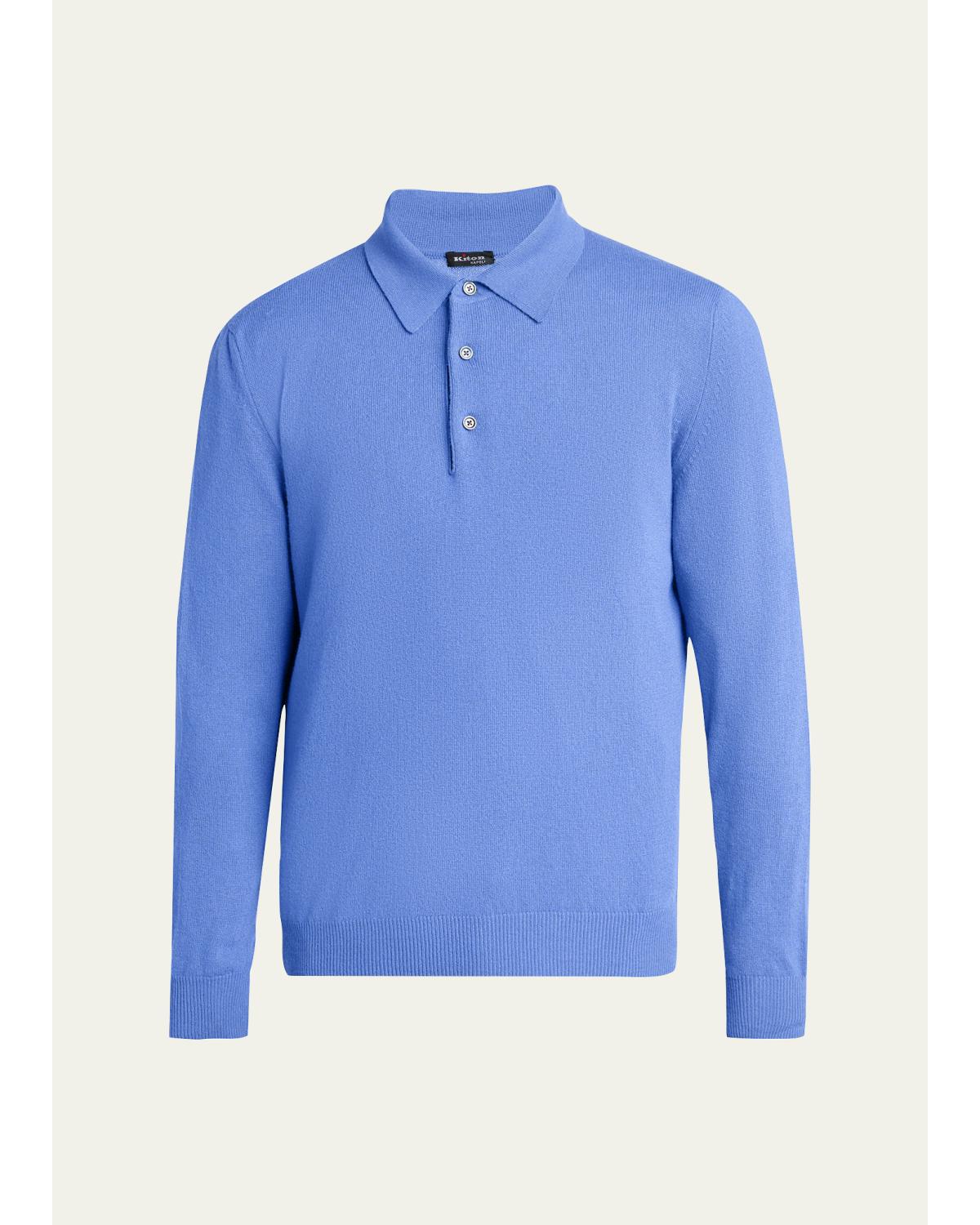 Men'S Vicuna Wool And Cashmere Polo Sweater