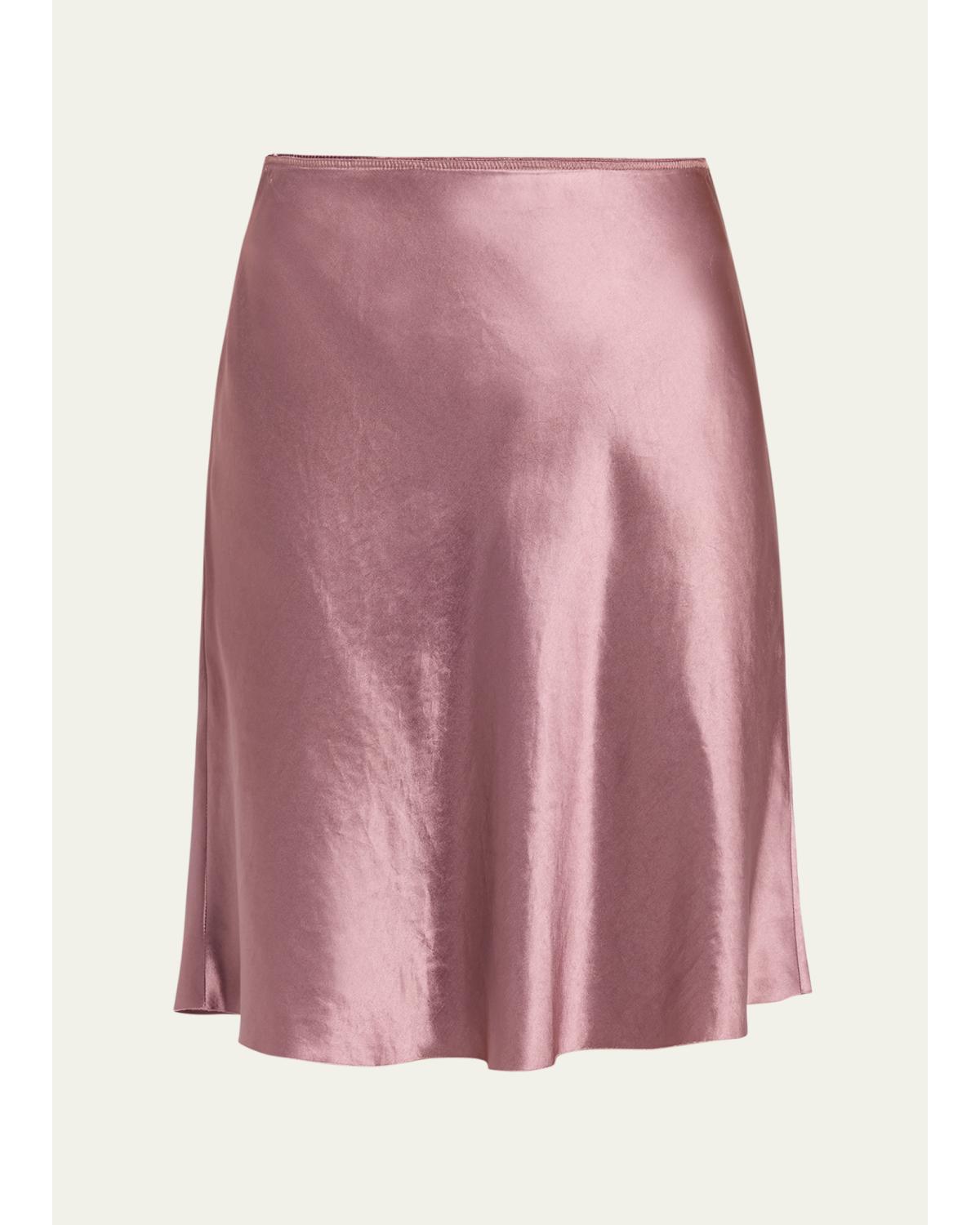 Short Pull-On Satin Slip Skirt