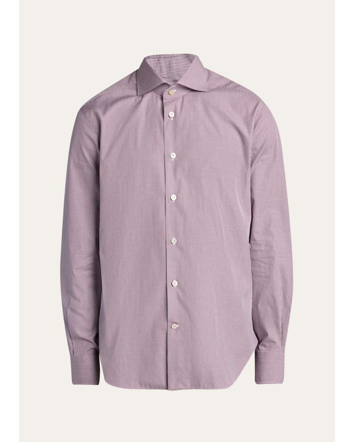 Men'S Micro-Gingham Cotton Sport Shirt