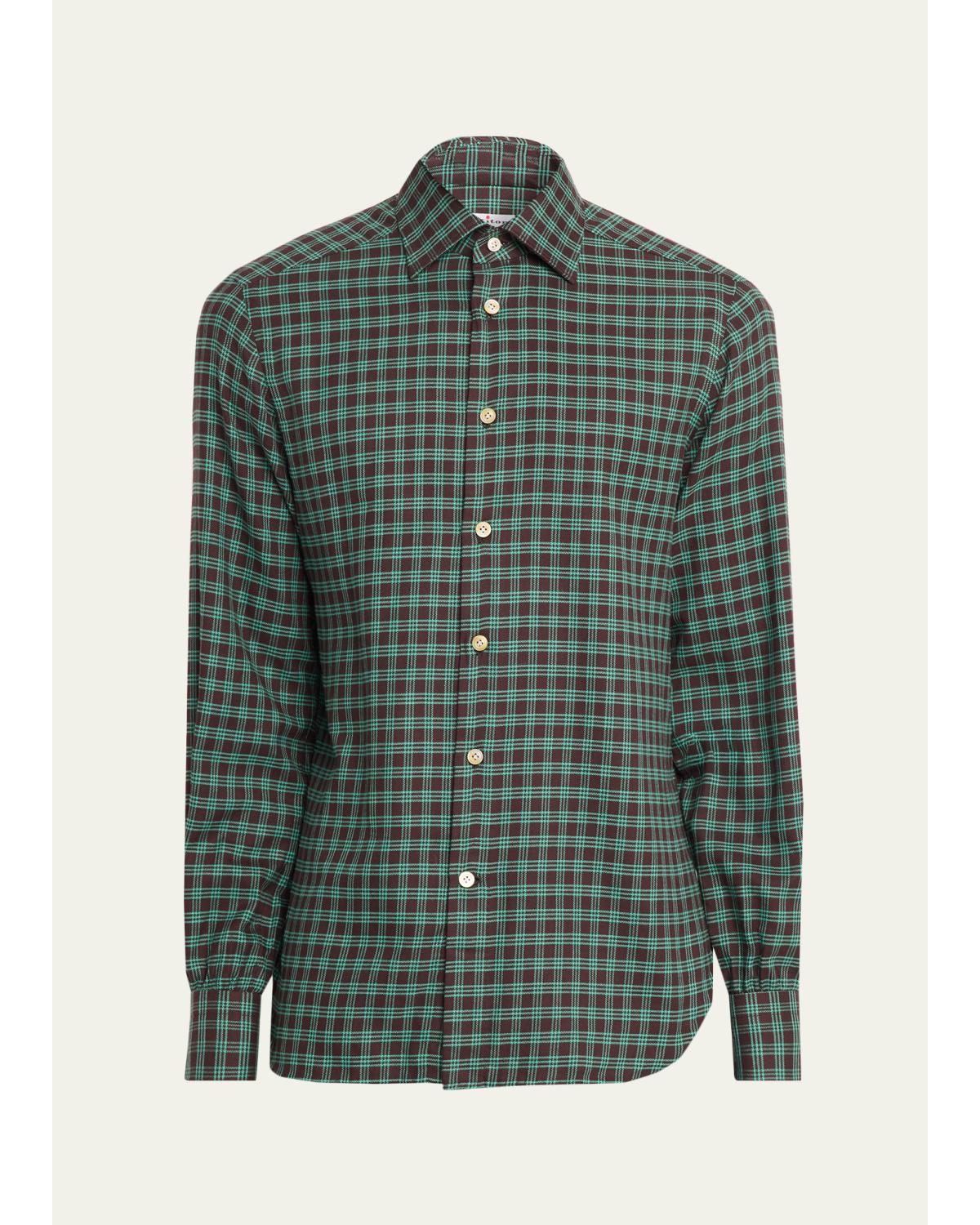 Men'S Cotton Plaid Classic Fit Sport Shirt
