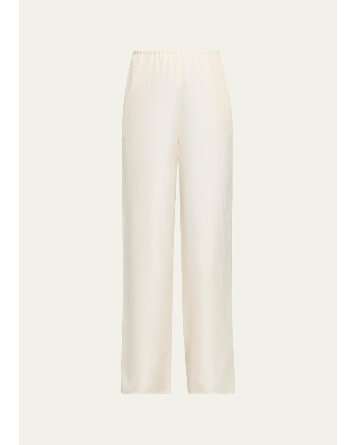 Monogram Silk Pj Bottoms
