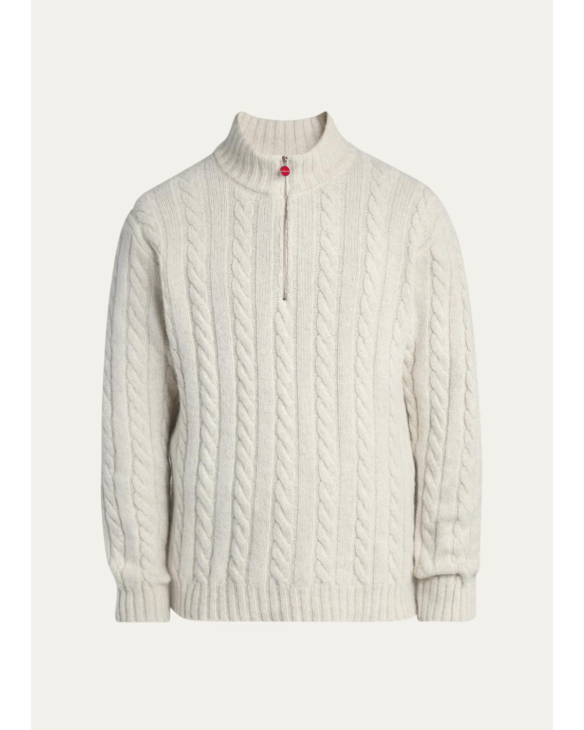 Men'S Cashmere Cable Knit Half-Zip Sweater
