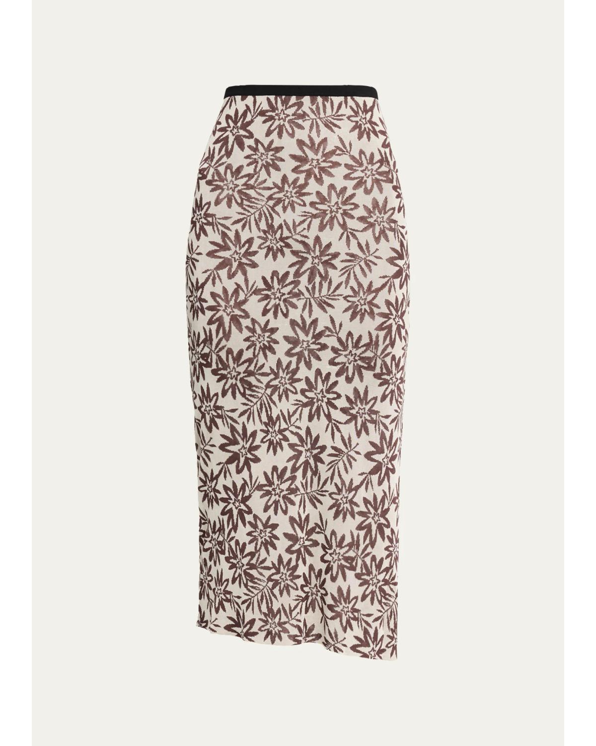 Cleo Floral Knit Midi Pencil Skirt