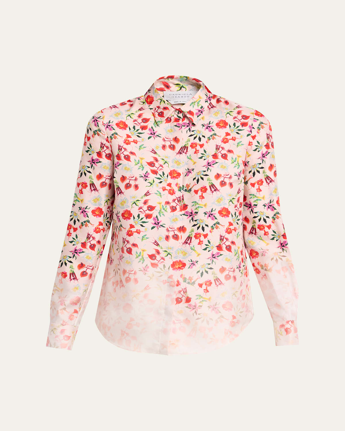 Gabriela Hearst Henri Ombre Floral Silk Button-down Blouse In Multi