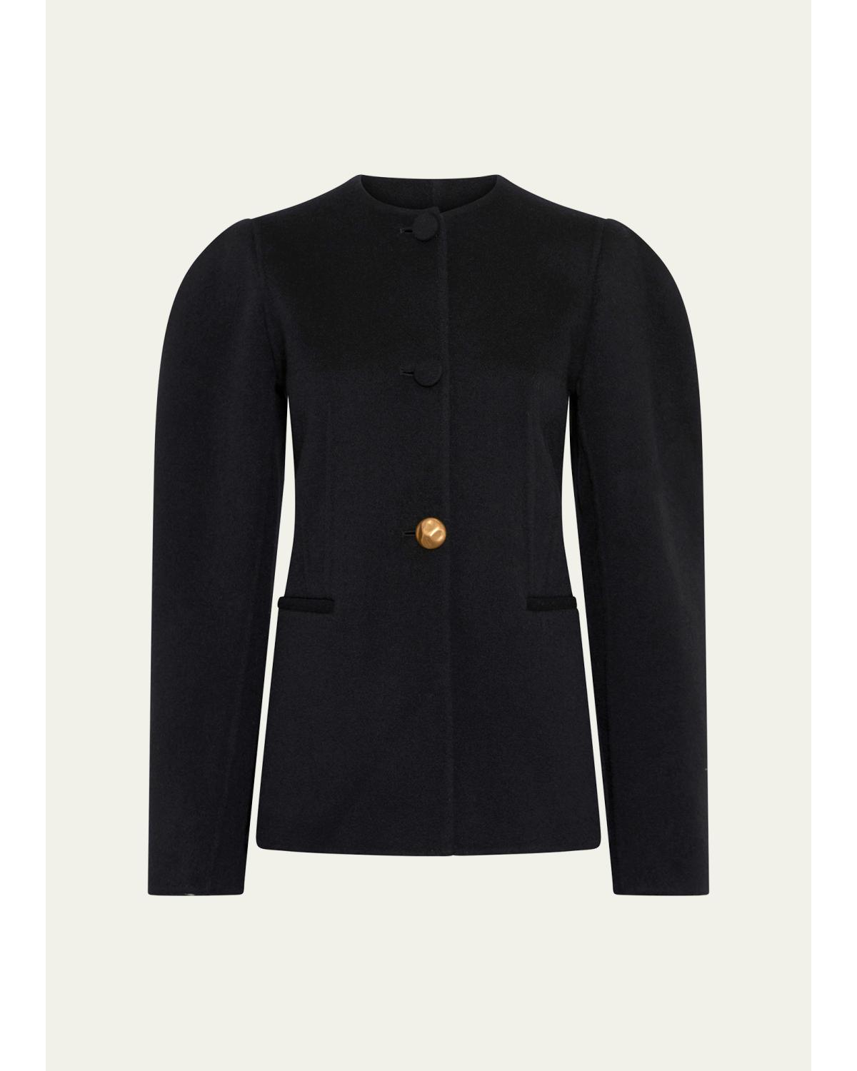 Daelan Cashmere Single-Breasted Collarless Jacket