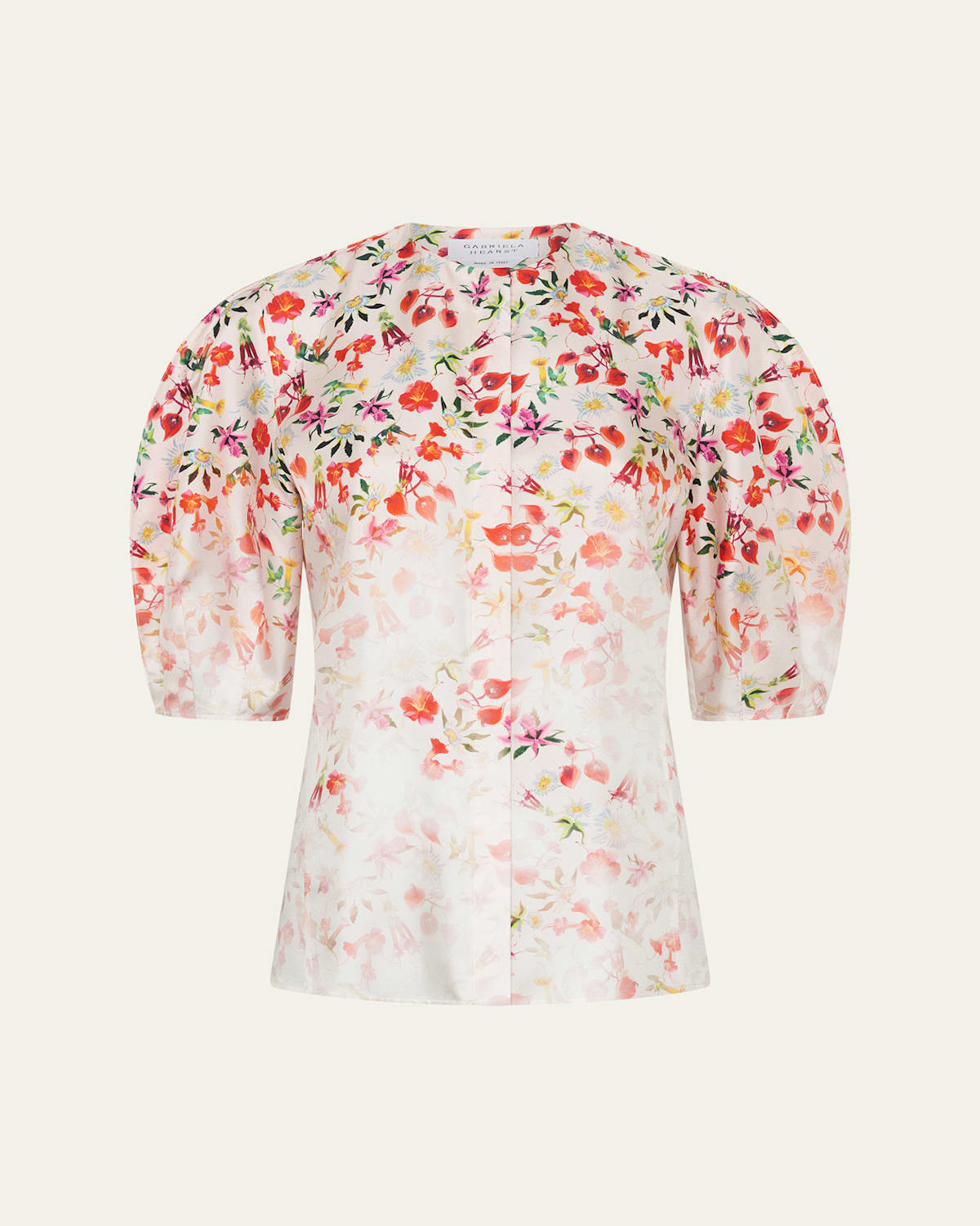 Gabriela Hearst Edify Degrade Floral Silk Puff-Sleeve Top | Thumbnail 4 Gabriela Hearst Edify Degrade Floral Silk Puff-Sleeve Top | Thumbnail 4