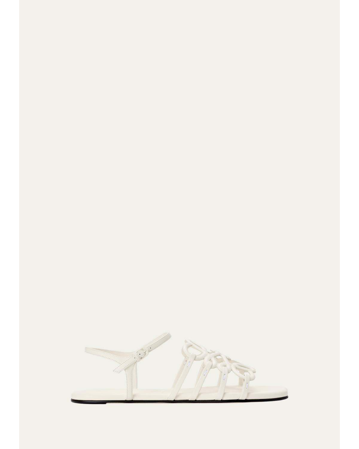 x Paula's Ibiza Petal Anagram Leather Ankle-Strap Sandals