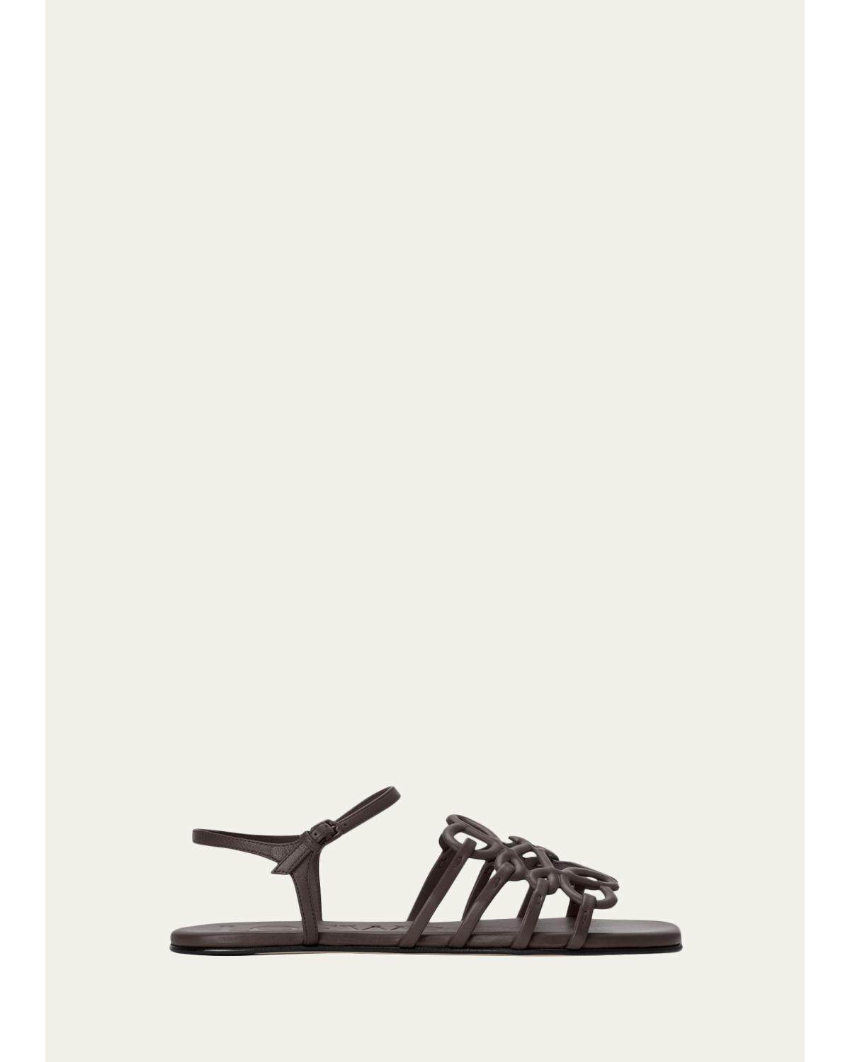 x Paula's Ibiza Petal Anagram Leather Ankle-Strap Sandals