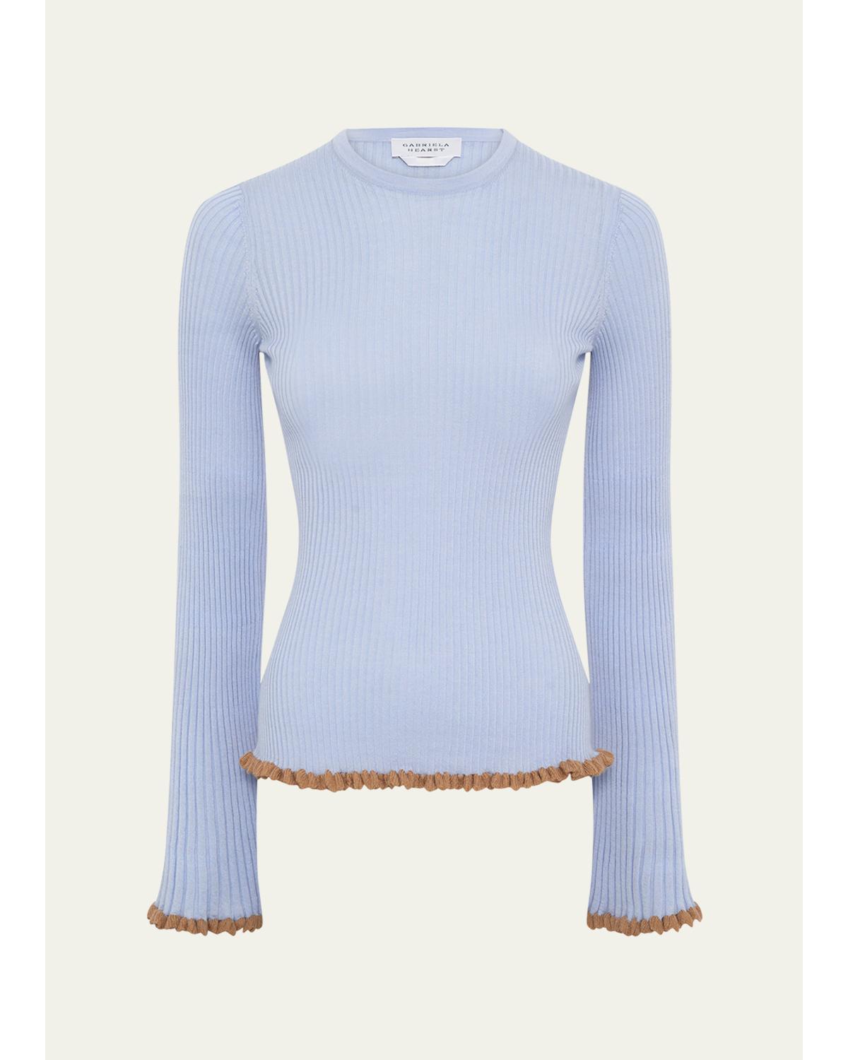 Erya Ruffle-Trim Rib Crewneck Sweater