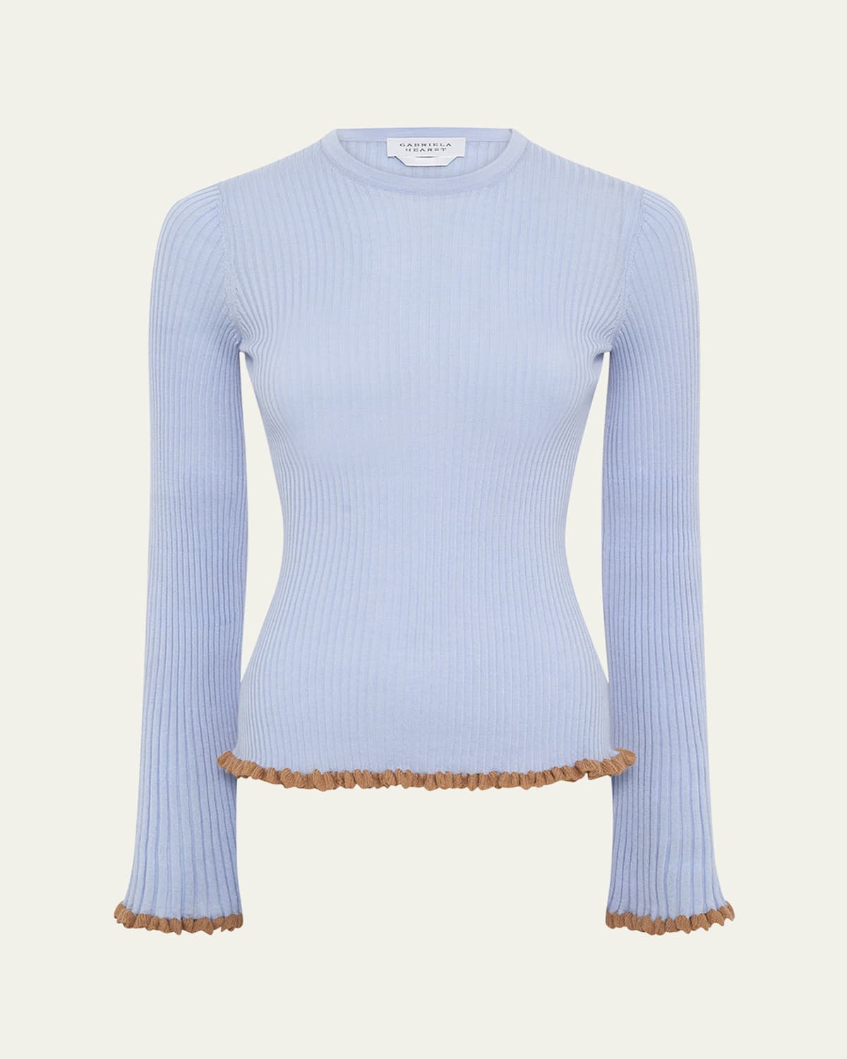Gabriela Hearst Erya Ruffle-Trim Rib Crewneck Sweater | Thumbnail 2 Gabriela Hearst Erya Ruffle-Trim Rib Crewneck Sweater | Thumbnail 2
